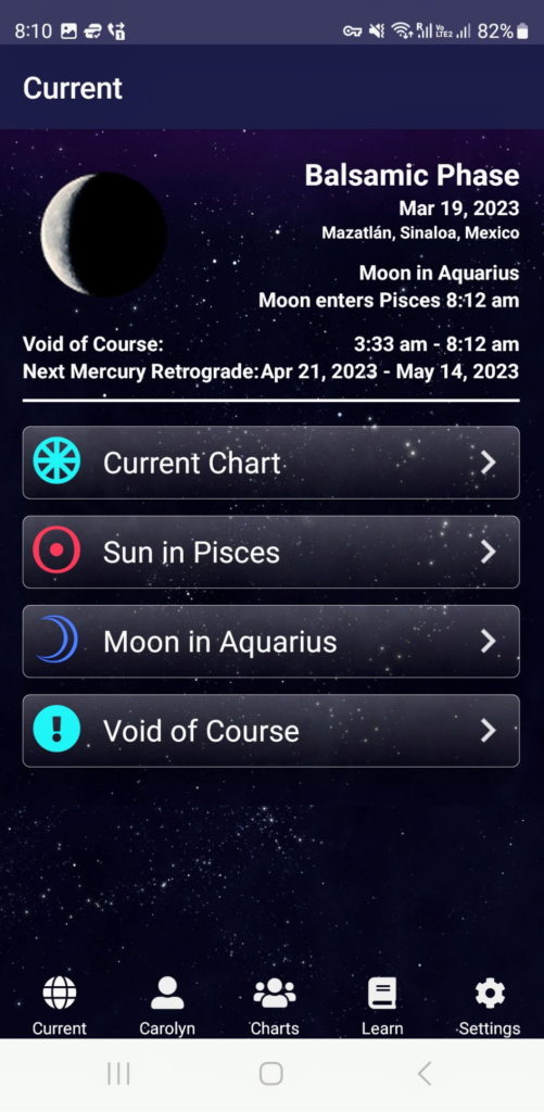 TIme Passages astrology app makes it easy to find your transits and read about how they may affect you.